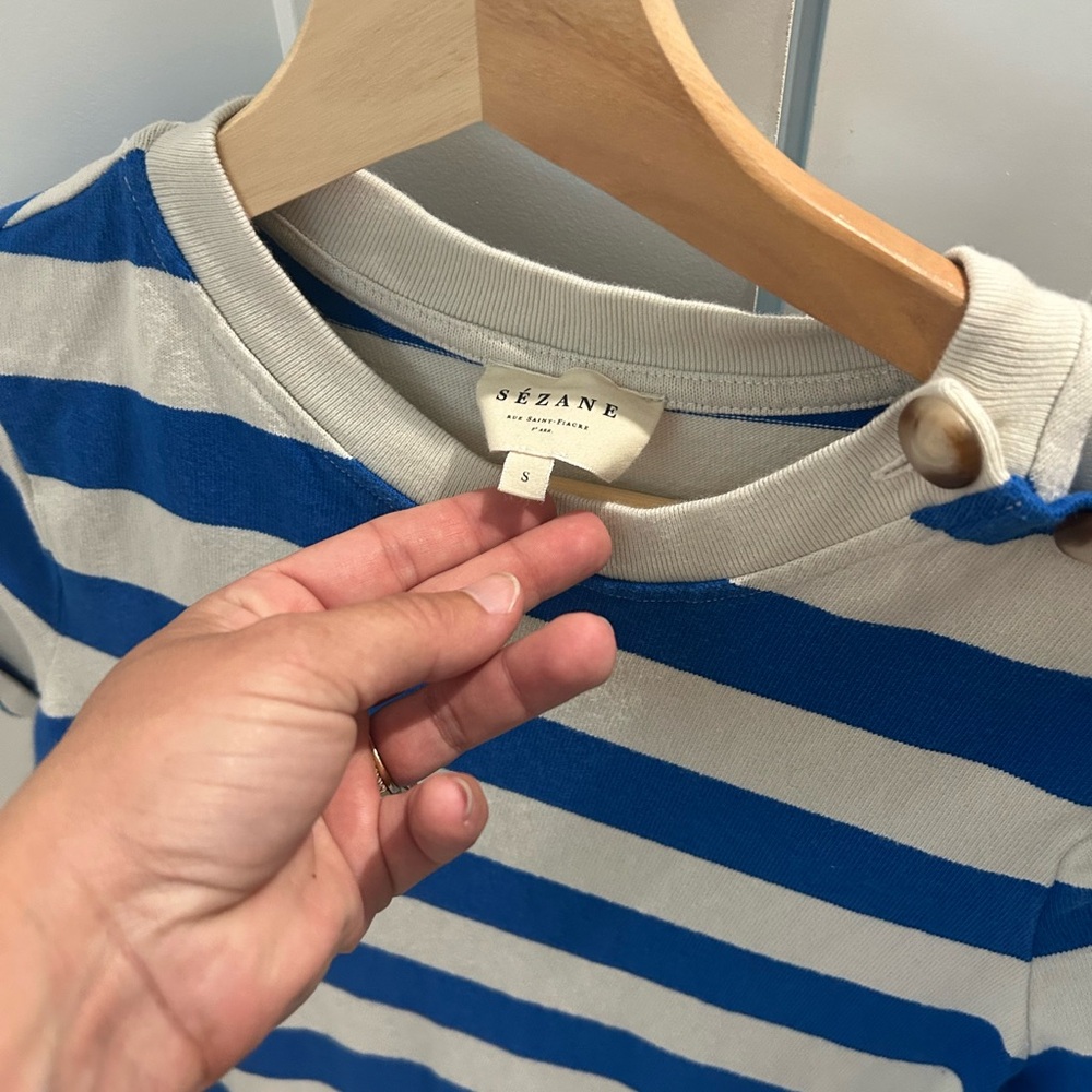 Sezane Emy Blue and White Striped Dress - Picture 3 of 4